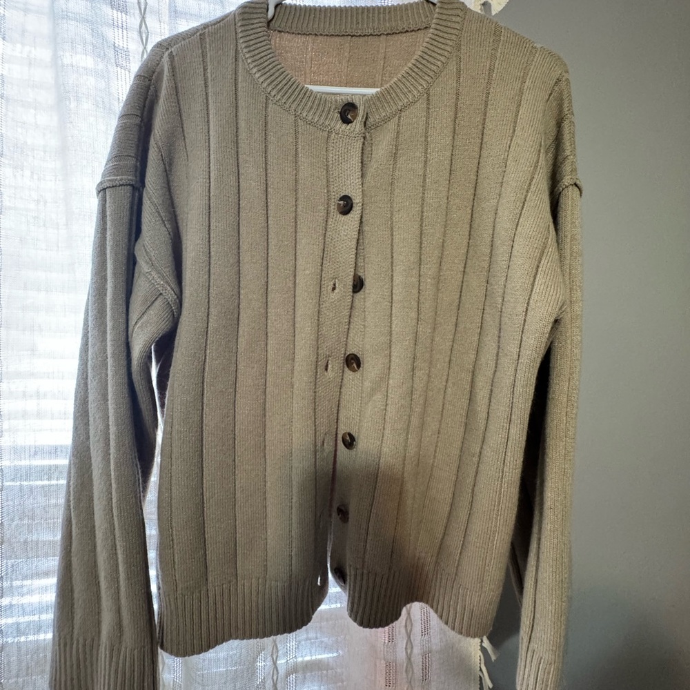 Ribbed Button-Up Cardigan